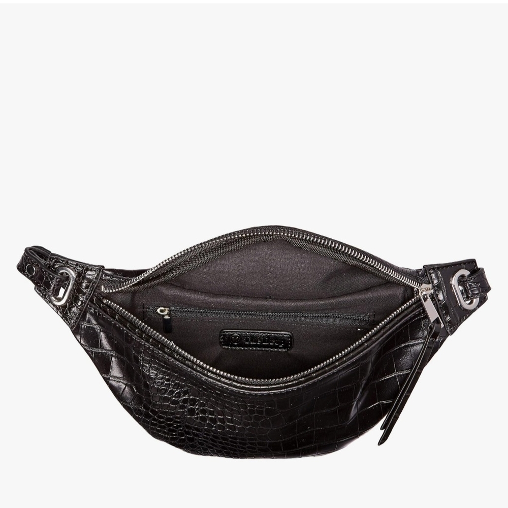 Elegant Black Embossed Leather Fanny Pack